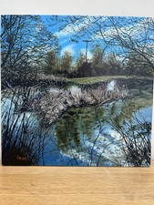 Painel de madeira MDF pintado com óleo original 30cm X 30cm comprar usado  Enviando para Brazil