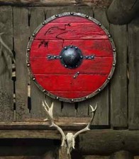 Escudo redondo viking medieval de madeira metal pesado equipado pronto para escudo de batalha comprar usado  Enviando para Brazil