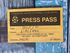 Press ticket pass for sale  LICHFIELD