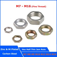 Tuercas de mermelada hexagonales medio delgadas de hilo fino M7 M8 M9 M10 M12 M14 M16 chapadas en zinc/níquel segunda mano  Embacar hacia Mexico