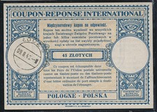 IRC0150 / POLEN - LODZ - 1949 - 45 ZLOTYCH - Lo14 - Reply Coupon Reponse na sprzedaż  Wysyłka do Poland