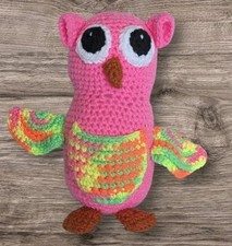 Pelúcia de crochê coruja feita à mão amigurumi bicho de pelúcia pássaro bolso rosa olhos grandes comprar usado  Enviando para Brazil