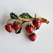Vintage erdbeer brosche gebraucht kaufen  Hamburg