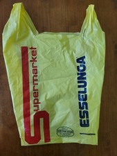 Vintage ESSELUNGA Bolsa de Supermercado Plástica AMARELA 22 x 12 Anos 1980 Itália Anúncio P2, usado comprar usado  Enviando para Brazil