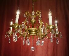 LUSTRE BARROCO FRANCÊS RARO CRISTAL LATÃO LÂMPADA 6 LUZES SALA DE JANTAR Ø29" comprar usado  Enviando para Brazil