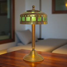 Luminária de mesa elegante Art Deco "VERDE JANELA" abajur de latão abajur de mesa, usado comprar usado  Enviando para Brazil