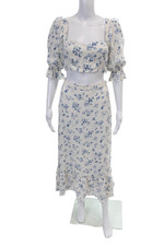 Conjunto de saia Reformation feminina gola quadrada manga curta duas peças floral tamanho 2 comprar usado  Enviando para Brazil