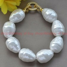 GRANDE PULSEIRA DA MODA 20 MM CONCHA BARROCA BRANCA MAR DO SUL CONTAS DE PÉROLAS 8"" comprar usado  Enviando para Brazil