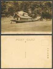 Usado, Cartão postal antigo F.M.S. cena do rio Pahang casa barco casa barco M.S. Nakajima comprar usado  Enviando para Brazil