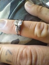 Anel antigo de ouro branco 14k sólido com diamante comprar usado  Enviando para Brazil