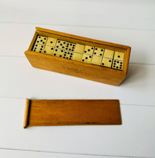 Jogo de dominó vintage de madeira com 45 peças, jogo de tabuleiro antigo, conjunto de dominó antigo comprar usado  Enviando para Brazil