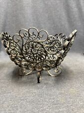 Vintage Espanha Ferro Forjado Rolo Trabalho Metal Tigela de Frutas Cesta com Pé comprar usado  Enviando para Brazil