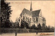 Kościół św. Stanisława Kostka Łódź Pocztówka 1910s Rusztowanie budowlane, używany na sprzedaż  Wysyłka do Poland