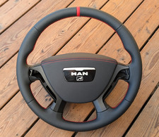 NEU LEDERLENKRAD MAN TGX TGS TGA TGL TGM mit Lederbezug vorne ROT comprar usado  Enviando para Brazil