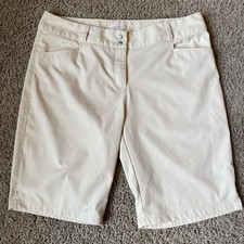 Bermuda de golfe Adidas feminina tamanho 12 bege frente plana costura interna 9 polegadas , usado comprar usado  Enviando para Brazil