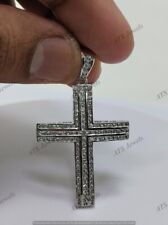 Colgante de cruz religiosa moissanita corte redondo de 1,00 quilates acabado oro blanco 14 K para hombre segunda mano  Embacar hacia Argentina