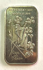 Barra de arte prata 1 oz .999 *Dia de São Patrício* 1974 vintage Madison em perfeito estado comprar usado  Enviando para Brazil
