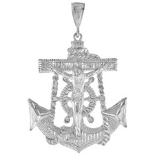 Berloque pingente cruz crucifixo âncora marinheiro prata esterlina 3 3/16" de altura, usado comprar usado  Enviando para Brazil