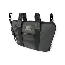 Tumi Alpha Bravo Aviano Gray Black Leather Slim Briefcase for sale  USA