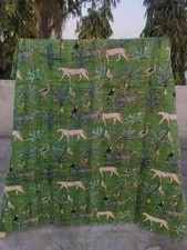 Colcha manta edredón Kantha de algodón indio hecha a mano con estampado de animales segunda mano  Embacar hacia Mexico