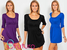 Mini vestido feminino elegante manga 3/4 gola redonda túnica tamanhos 8-18 5006 comprar usado  Enviando para Brazil