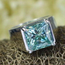 Blue Diamond Anel Solitário Em Prata 925. 6 Ct tratados certificada. Ótimo Brilho, usado comprar usado  Enviando para Brazil
