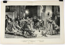 "UNA ALEGRÍA DE NAVIDAD EN LA ÉPOCA DE PEPYS" 1875 Grabado en madera de doble página segunda mano  Embacar hacia Mexico