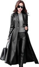 Usado, Trench coat feminino couro de cordeiro longo sobretudo feminino genuíno preto vermelho comprar usado  Enviando para Brazil