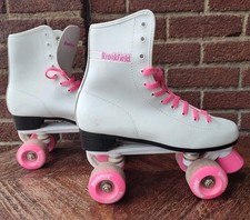 Patins quadriciclos vintage Brookfield femininos clássicos branco rosa EUA 7 comprar usado  Enviando para Brazil