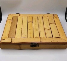 Caixa de bambu real vintage adequada canetas joias bugigangas tropical Tiki 12 x 11 comprar usado  Enviando para Brazil
