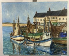 Óleo assinado: barcos de pesca em um Port Royan Les Sables-D'Olonne? comprar usado Óleo assinado: barcos de pesca em um Port Royan Les Sables-D'Olonne? comprar usado  Enviando para Brazil