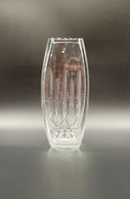 Vaso de flores vintage pesado 9-7/8" vidro cristal transparente cortes verticais base quadrada comprar usado  Enviando para Brazil