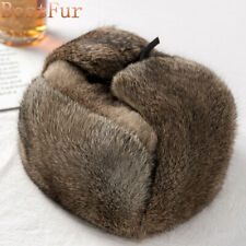Usado, Chapéu de pele de coelho masculino real chapéus russos Ushanka chapéu aviador caçador boné de esqui comprar usado  Enviando para Brazil