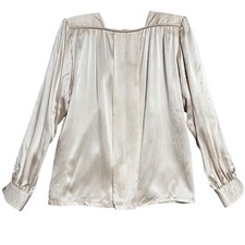 Blusa vintage Joanie Char de seda plissada caixinha creme tamanho 8 ombreiras minimalista comprar usado  Enviando para Brazil