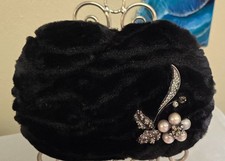 Vintage Raro Timmy Woods Bolsa de Pele Sintética Preta Cristais Swarovski e Pérolas NOS comprar usado  Enviando para Brazil