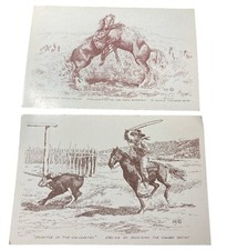 (2) Cartão postal artista cowboy Buck Nimy gravura artista assinado cavalo cowboy 6X4 Drw comprar usado  Enviando para Brazil