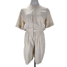 Romper vintage Lizwear tamanho M bege mistura de linho bolsos micro pontos comprar usado  Enviando para Brazil