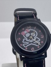 Relógio de Halloween feminino caveira couro preto usado funciona bateria nova comprar usado  Enviando para Brazil