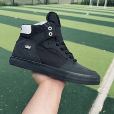 Supra Vaider masculino todo preto cauda de prata couro bovino + lona limite superior alto comprar usado  Enviando para Brazil