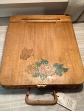 Caixa de madeira bambu vintage mesa de escrita mesa de colo pintada à mão borboleta comprar usado  Enviando para Brazil