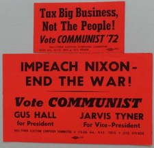 2 1972 Vote Partido Comunista Pres Campaign adesivos anti-Nixon War Impeach comprar usado  Enviando para Brazil