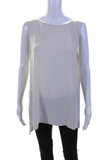 Túnica Eileen Fisher feminina de seda crepe bainha dividida gola barco branco escuro tamanho M, usado comprar usado  Enviando para Brazil