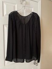 Blusa Worthington Feminina Linda Linda Preta Botão Tamanho XL Manga Longa comprar usado  Enviando para Brazil