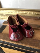 Sapatos de boneca estilo antigo vintage couro borgonha biqueira fivela comprar usado  Enviando para Brazil