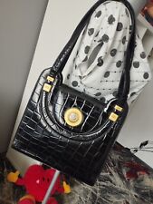 VINTAGE GIANNI VERSACE Medusa Logos Hand Bag Black Embossed Leather na sprzedaż  PL