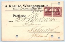 POCZTÓWKA NIEMCY 1921 - A KRAUSE HANNOVER WAREAU ODBIOR FAKTURY na sprzedaż  Wysyłka do Poland