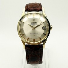 Omega Constellation Pie Pan mostrador 167.008 tampa dourada 34mm pulseira de couro automática, usado comprar usado  Enviando para Brazil