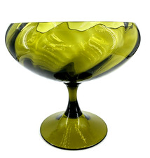 Usado, Tigela console pedestal verde vidro Empoli 8,50”x 8” MCM vintage comprar usado  Enviando para Brazil
