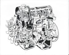 MOTOR FORD 4 CILINDROS 1970 DESENHO RECORTADO FOTOGRAFIA EM PRETO E BRANCO comprar usado  Enviando para Brazil