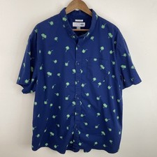 Camisa masculina Old Navy 3XL XXXL slim fit azul e verde palmeira manga curta botão comprar usado  Enviando para Brazil